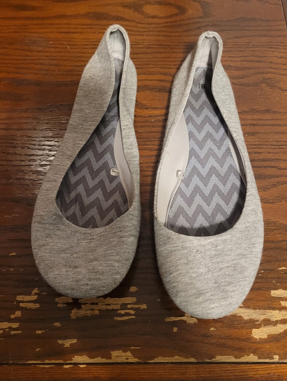 Gray Jersey Knit Ballet Flats - Size 8.5